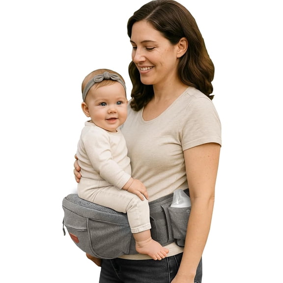 Sunveno Ergonomic Hip Baby Carrier with Seat, Adjustable Waistband & Storage Pockets, Newborn to Toddler up to 45 lbs