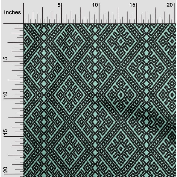 oneOone Viscose Jersey Fabric Ethnic Geometric Flame Stitch Print Fabric By The Yard 60 Inch Wide