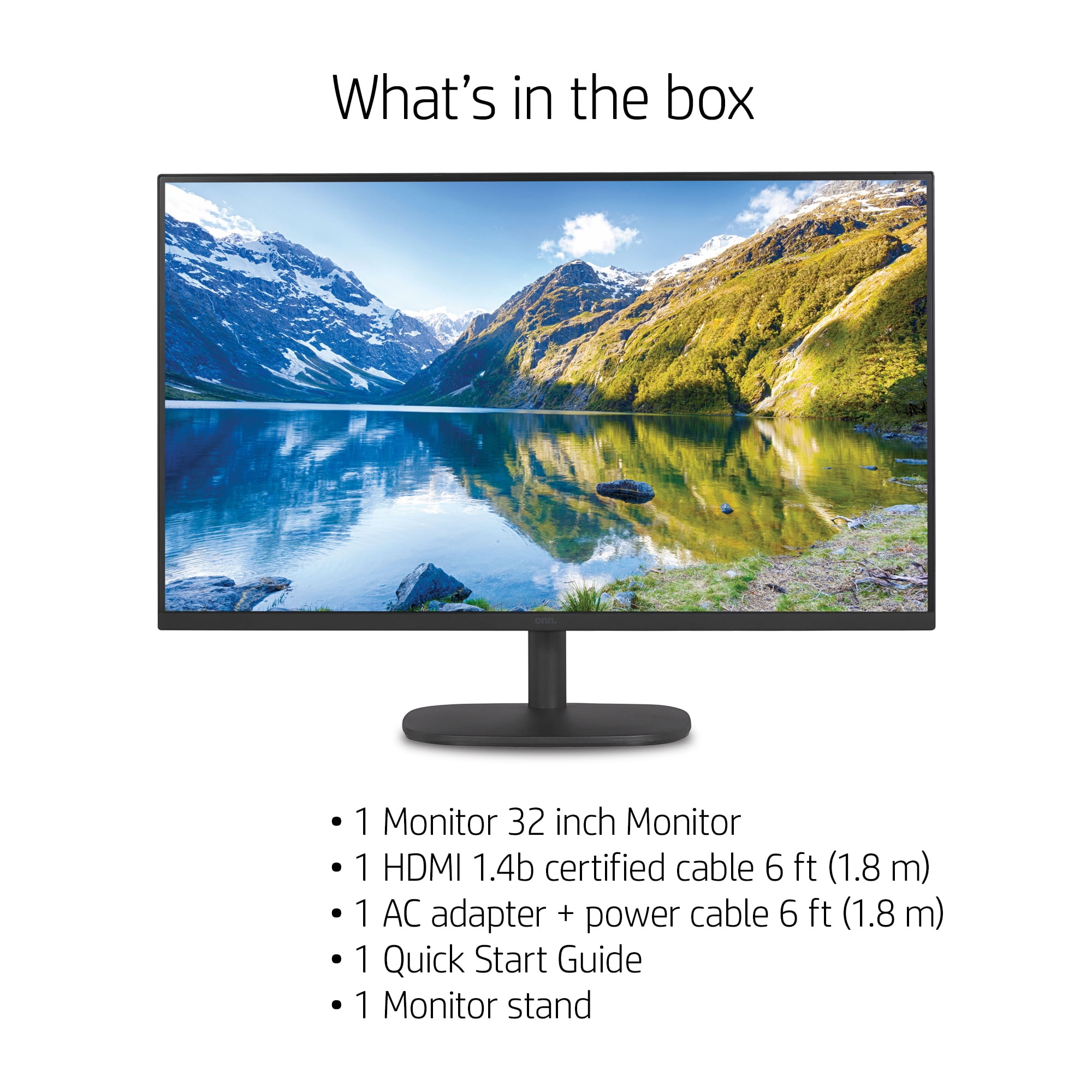 onn. 32 FHD (1920 x 1080p) 75hz Bezel-Less Office Monitor with 6 ft HDMI  Cable, Black