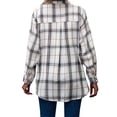 thumbnail image 5 of HUBERY Women Plaid Printed Color Block Lapel Collar Button Down Long Sleeve Shirt, 5 of 7