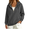 thumbnail image 2 of Women's Half Zip Hoodie Oversized Fleece Pullover Sweatshirt Drop Shoulder Kangaroo Pocket Cozy Fall Tops, S-2XL, 2 of 9