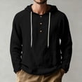 thumbnail image 3 of Rvwovn Men's Cotton Linen Hoodie - Breathable Beach Casual Pullover Sun Protectiont Shirt, 3 of 7