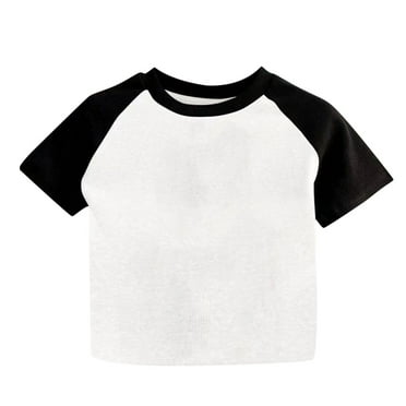 ZACPNCV Girls Crop Top Short Sleeve Cropped Girls T Shirts Crewneck Summer Tops White 3-4 Years