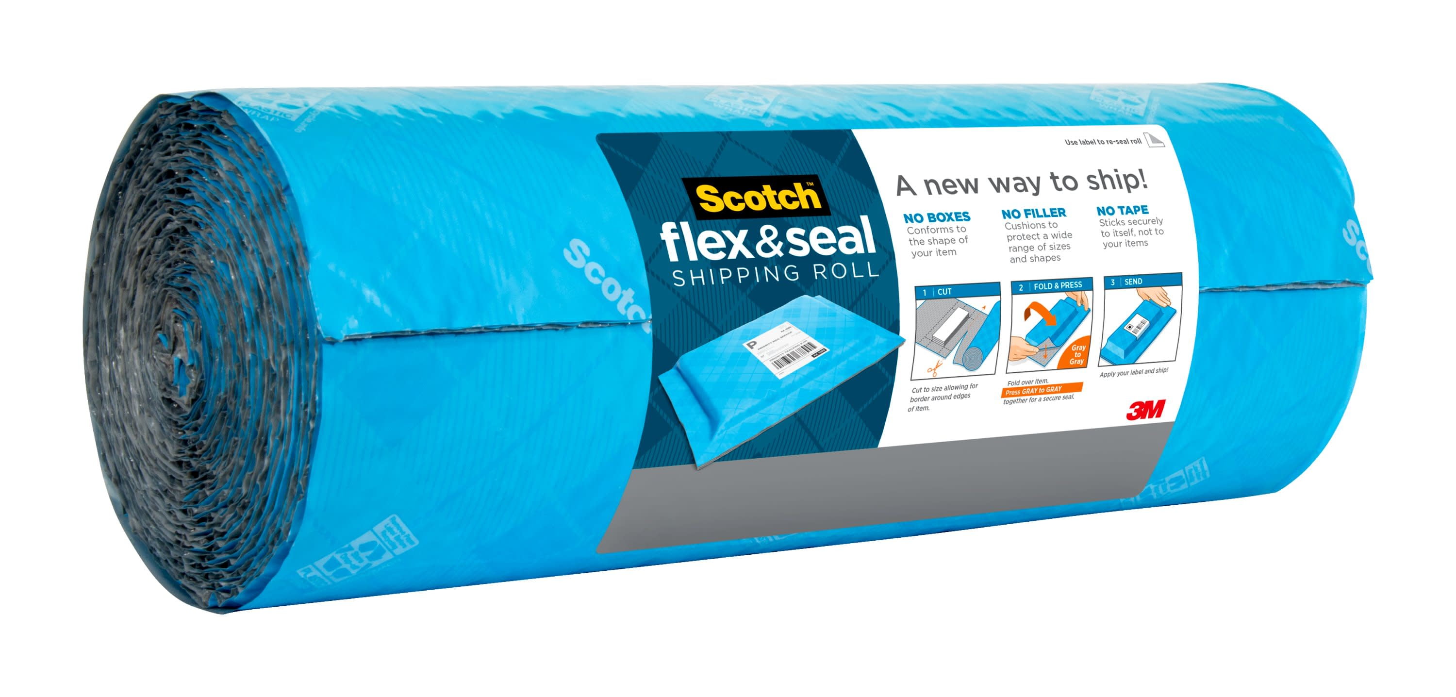 Scotch Flex & Seal Shipping Roll 4 Pack Cushioning Poly Bags 20 Ft x 15 in Bubble Mailers Simple Packaging Alternative to Cardboard Boxes 