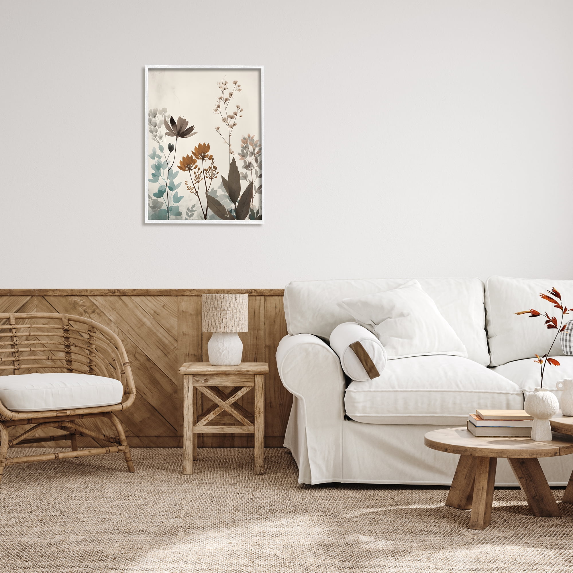 Stupell Industries Soft Beige Botanicals Botanical & Floral Painting White Framed Art Print Wall Art, 24 x 30