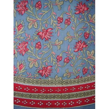 Nappe Ronde en Coton Vintage 88 Pouces" Bleu et Rouge