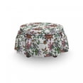 thumbnail image 3 of Floral Ottoman Cover, Vintage Floral Ornaments, 2 Piece Slipcover Set with Ruffle Skirt for Square Round Cube Footstool Decorative Home Accent, Standard Size, Multicolor, by Ambesonne, 3 of 5