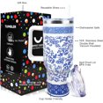 thumbnail image 2 of Blue and White Porcelain Coffee Mugs 40 OZ Tumbler with Handle and Straw Lid Leak Proof - Blue and White Travel Tumbler Insulated for Hot Cold Ice - Birthday Gifts for Women Stainless Steel Cup, 2 of 5