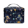 thumbnail image 4 of HELLHERO Portable Cosmetic Makeup Bag Makeup Cosmetic Bag Multi-Function Makeup Organizer Fold Flat Travel Make Up Organizer Portable, Butterflies and Flowers, 4 of 6