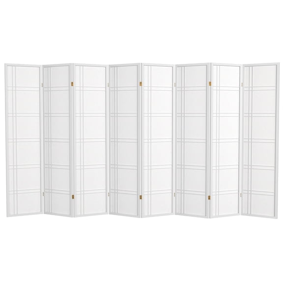 6 ft. Tall Double Cross Shoji Screen - White - 8 Panels