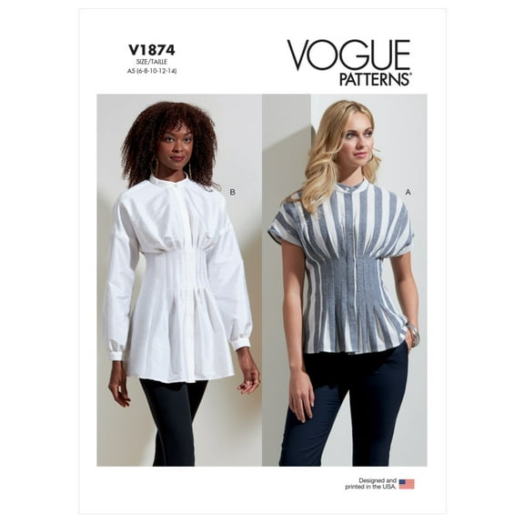 Vogue Sewing Pattern V1874 - Misses' Tops, Size: F5 (16-18-20-22-24)
