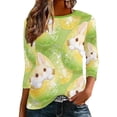 thumbnail image 2 of Xuyuer Women's Easter Printed 3/4 Sleeve T-Shirt, Cute Casual Summer Top Trendy Blouse Outfit for Holiday, 2 of 9