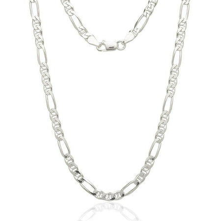 Solid Sterling Silver Figaro Chain Sterling Silver Italian 4.5mm Figarucci Figaro Mariner Anchor Link Solid .925 Necklace Chain 16