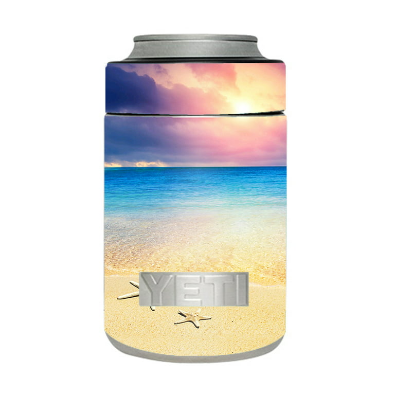 Skin Decal For Yeti 12 Oz Rambler Colster Can Cup / Starfish On The Sand  Beach Sunset 