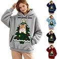 thumbnail image 5 of Christmas Pet Pouch Hoodie for Women Long Sleeve Xmas Tree Graphic Loose Flannel Pullover Sweatshirt Dog Cat Carrier Hoodie, 5 of 8