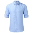 thumbnail image 5 of Cathalem Chemise Décontractée Homme Manches Longues Col Officier Plage Été, Bleu Clair m, 5 of 5