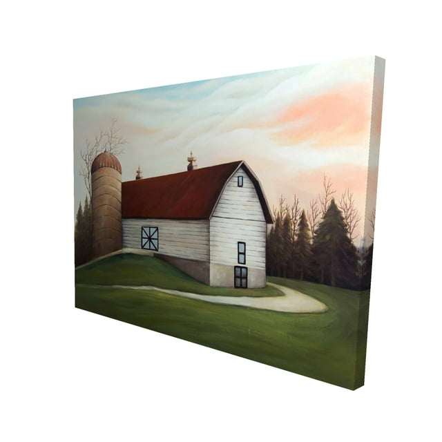 Grange Blanche - Toile 36"x48 Pouces - Impression à la Demande