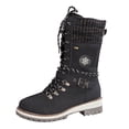 thumbnail image 2 of Dakaela Womens Combat Boots Mid Calf Winter Snow Boot with Side Zipper Lace up Lug Sole Low Wedge Motorcycle Outdoor Casual Shoes, 2 of 8