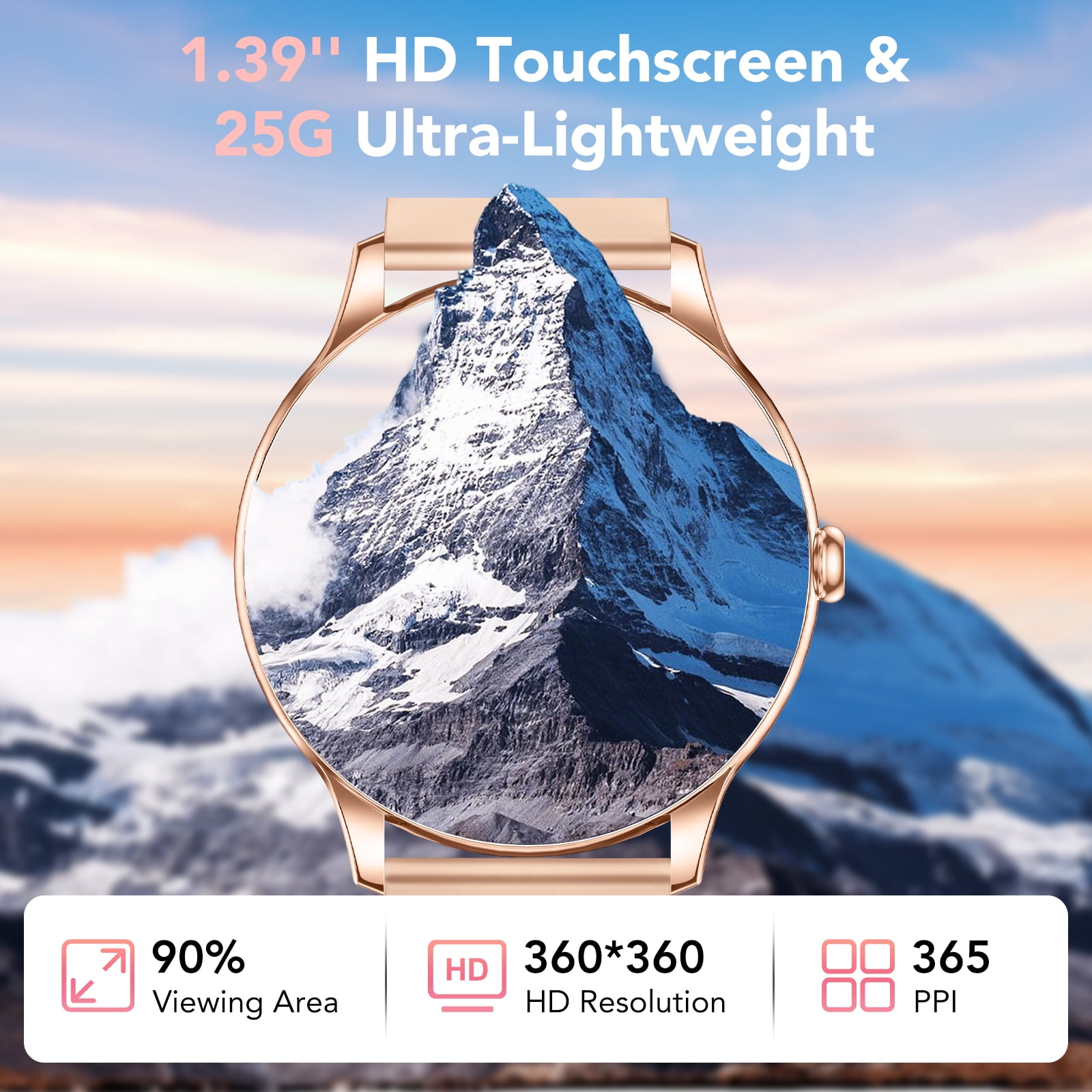Smart Watches for Men Women, 1.39-inch HD Smartwatch Fits for iPhone Android, IP68 Waterproof Fitness Tracker with Bluetooth 5.4 Call(Answer/Make Calls), 30 Day Battery Life, 140+ Sport Modes