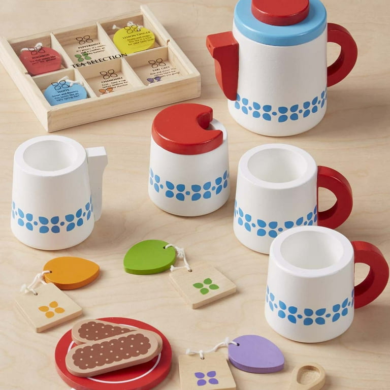 Melissa & Doug En Bois Raide & servir le thé set 12" H X 15" W X 3.5"