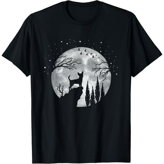 Chihuahua Dog Full Moon At Night - Dog Breed Chihuahua T-Shirt men and women can wear, black, white, gifts