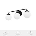 thumbnail image 6 of Hunter - Hepburn 3-light Matte Black, Medium Size Vanity Light, Dimmable, Modern Style, for Bedrooms, Dining, Living Rooms - 45226, 6 of 6