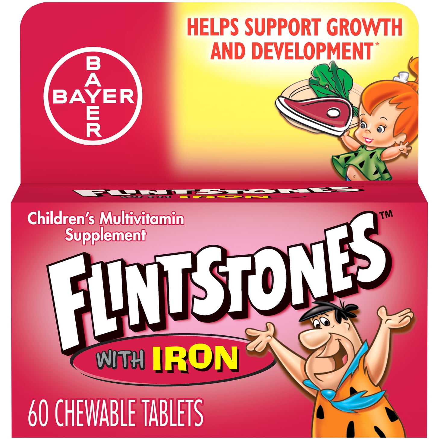 Flintstones Chewable Kids Vitamins w Iron, Multivitamin for Kids, 60Ct