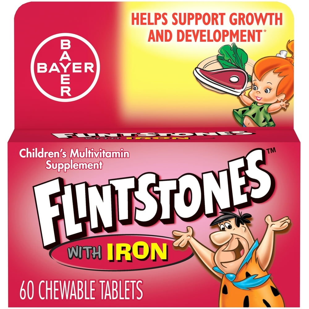 Flintstones Chewable Kids Vitamins w Iron, Multivitamin for Kids, 60Ct