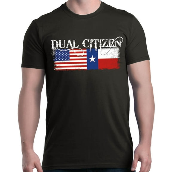 Shop4Ever Men's Dual Citizen USA & Lone Star Texas Flags Graphic T-shirt