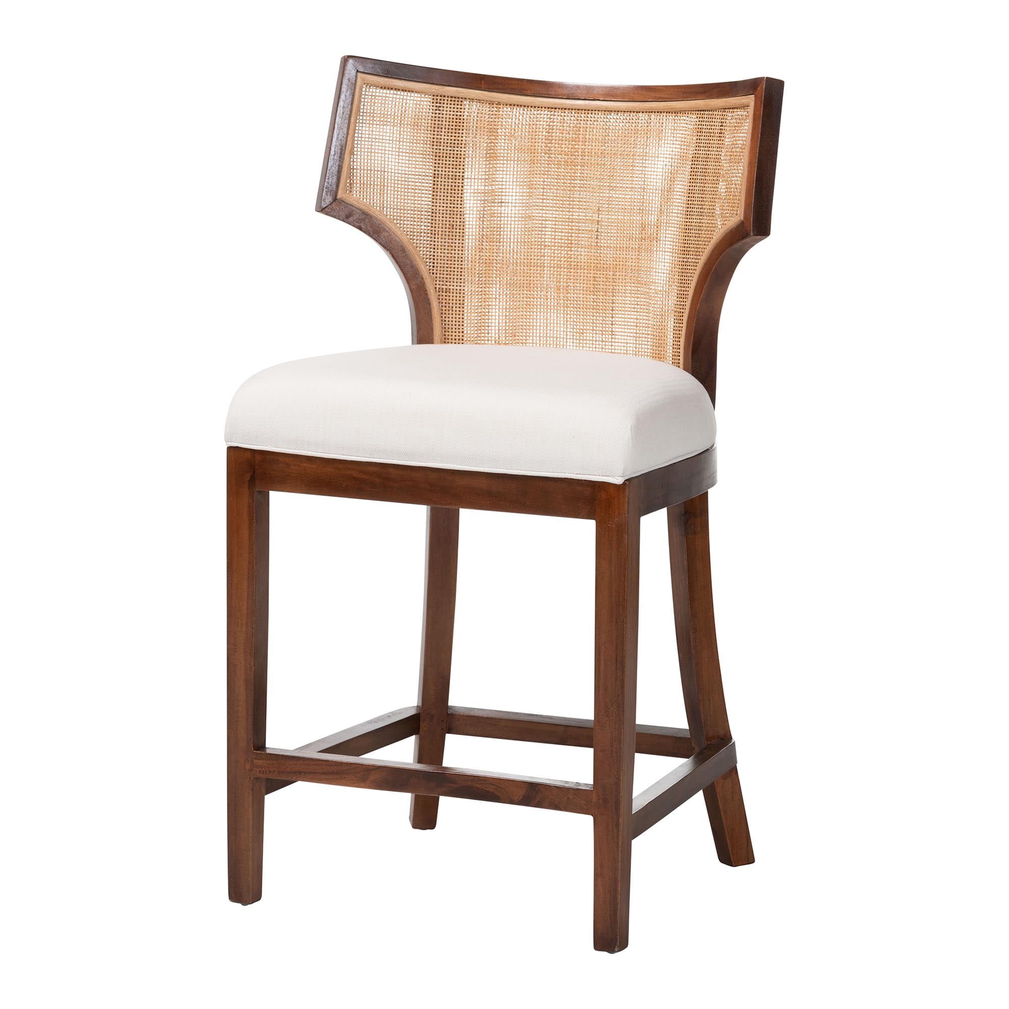 bali & pari Franco Boho Counter Stool, Counter Height, Natural Rattan