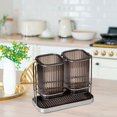 thumbnail image 4 of Cutlery Storage Organizer, Cooking Utensil Crock with Drain Tray, 2 Cups, Practical Utensil Pot for Countertop Home Restaurante Silverware Fork Gray, 4 of 9