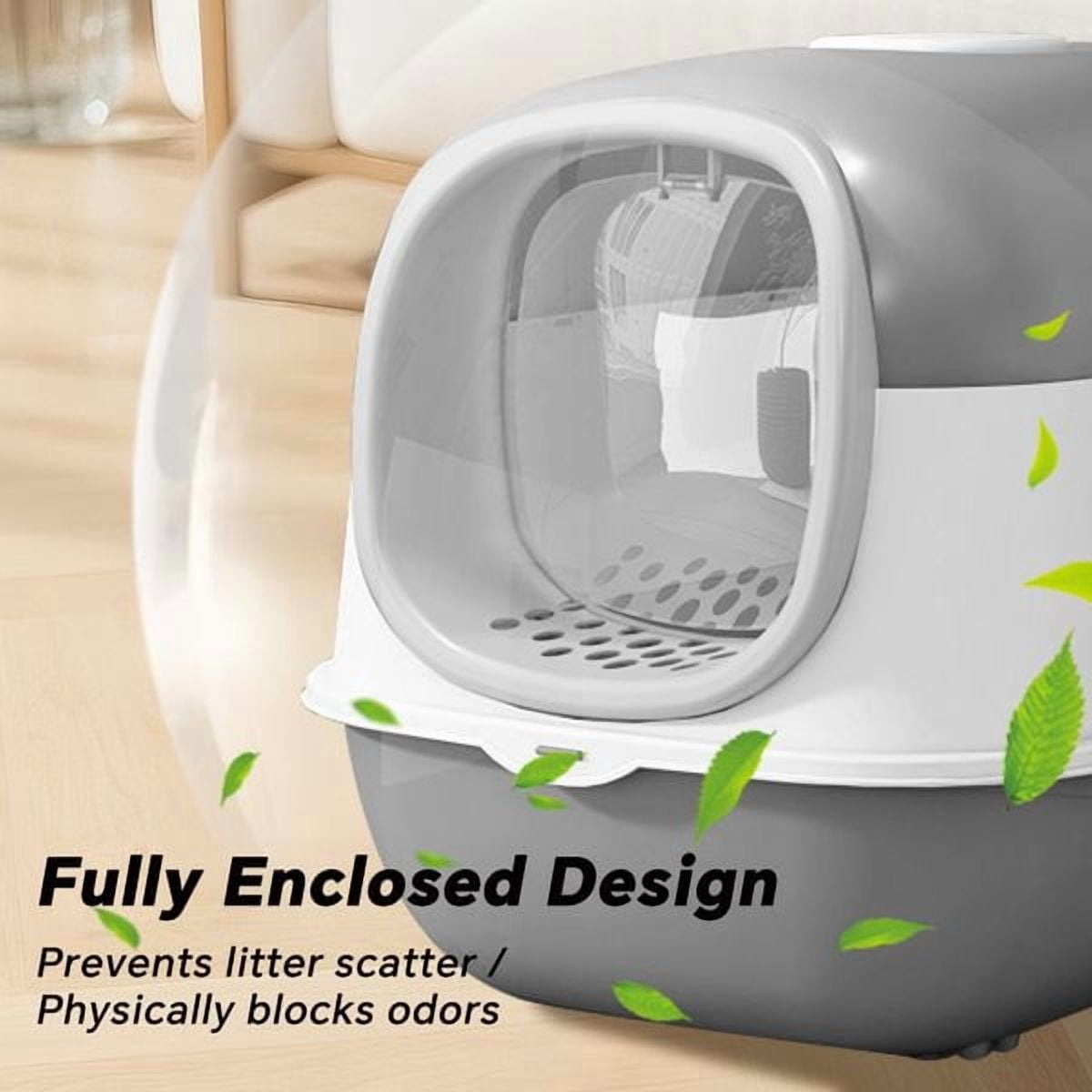 Enclosed Cat Litter Box with Lid, Covered Kitty Litter Pan with High Sides, Anti-Tracking & Odor Control, Easy Clean & Portable for Cats Kittens