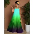 thumbnail image 5 of Multicolor Ombre Halter Neck Pleated Maxi Dress For Women Spring Summer, 5 of 8