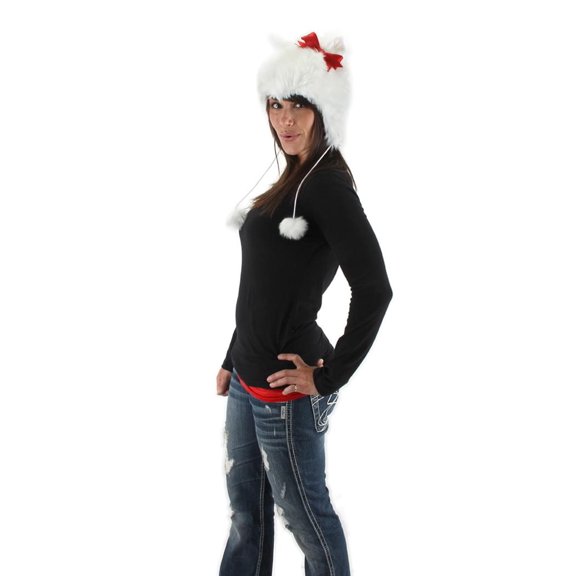 Kitty Cat Hoodie Costume Hat White One Size