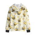 thumbnail image 5 of Xoenoiee Bee Daisy Honeycomb Print Hoodies for Girls Long Sleeve Shirts with Full Zipper Lightweight Hooded Sweatshirt Athletic Hoodie Fall Tops Trendy Outfits for Kids, M, 5 of 7