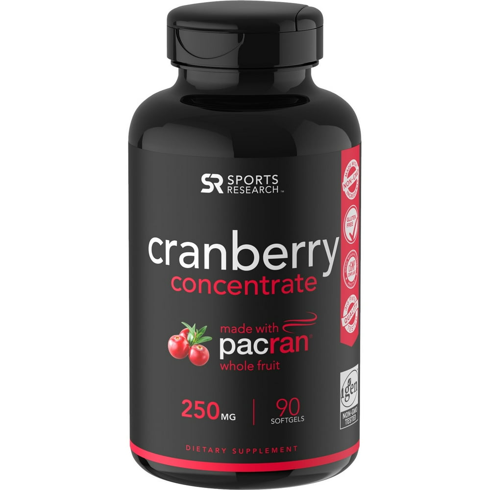 Sports Research Cranberry Concentrate, 250 mg, 90 Softgels Walmart