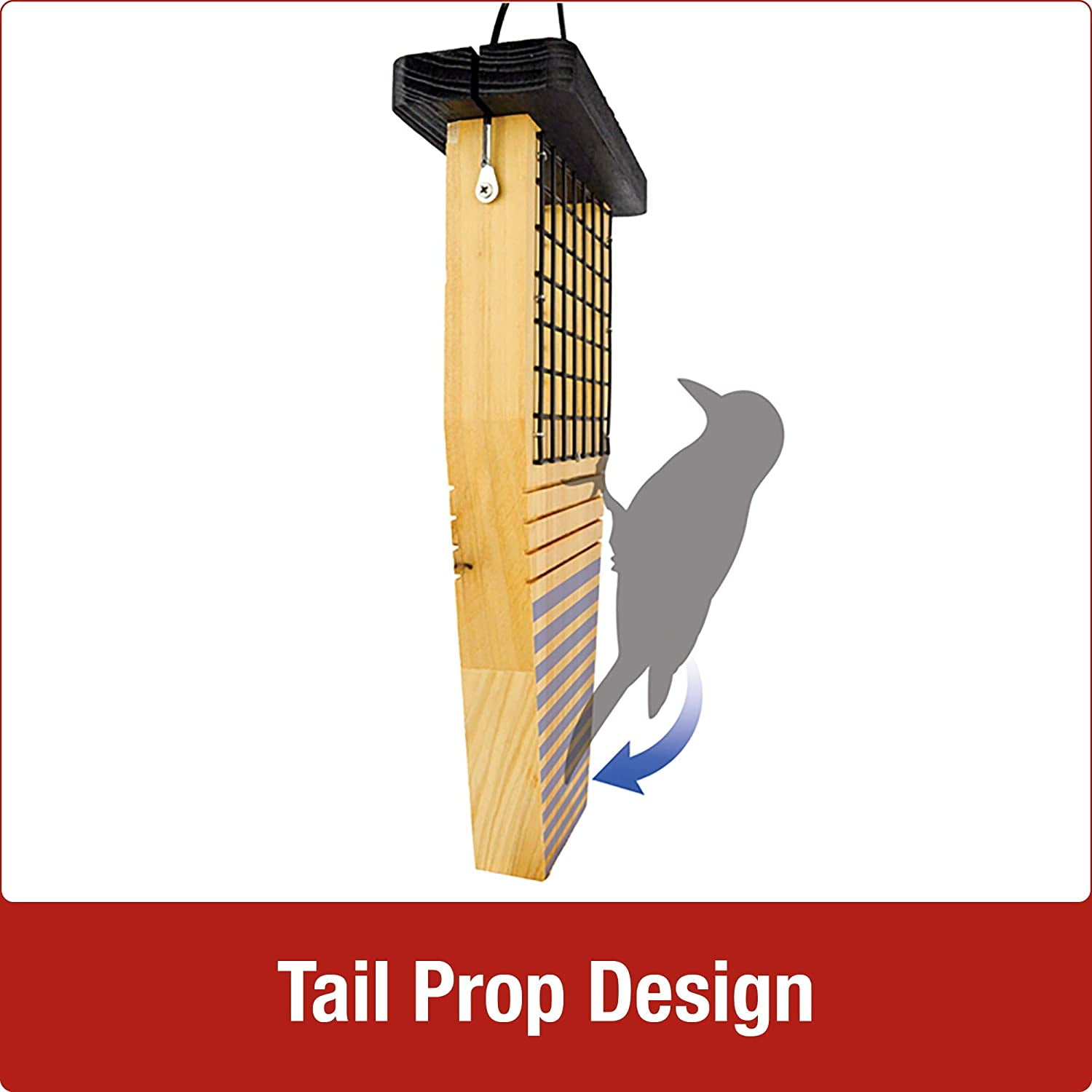 Nature's Way Bird Products TAIL-PROP 1-Cake Suet Feeder with Roof 2 lb Capacity