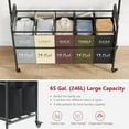 thumbnail image 3 of Laundry Sorter Cart with Hanging Rack, 5 Section Hamper 246L with Wheels and Removable Baskets for Dirty Clothes, 3 of 7