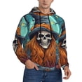 thumbnail image 2 of Kdxio Cartoon Pumpkin Skull Print Mens Casual Hooded Collar Drawstring Hoodies Pullover Sweatshirts Casual Long Sleeve Shirts-Medium, 2 of 7