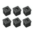thumbnail image 1 of Unique Bargains 6Pack Inserts for Square Tubes with M6 Thread, for 0.63'x0.63' OD Square Tube, Black Plastic Plug Caster Insert Chair, 1 of 6