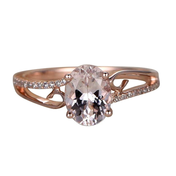 Antique 1.25 Carat Peach Pink Real Morganite and Man made diamond moissanite Engagement Ring Sterling Silver with 18k Gold Plating