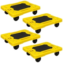 Ramtuff Connectable Moving Dolly, Sturdy Plastic Cart with Swivel Casters, Yellow, 4 Pack