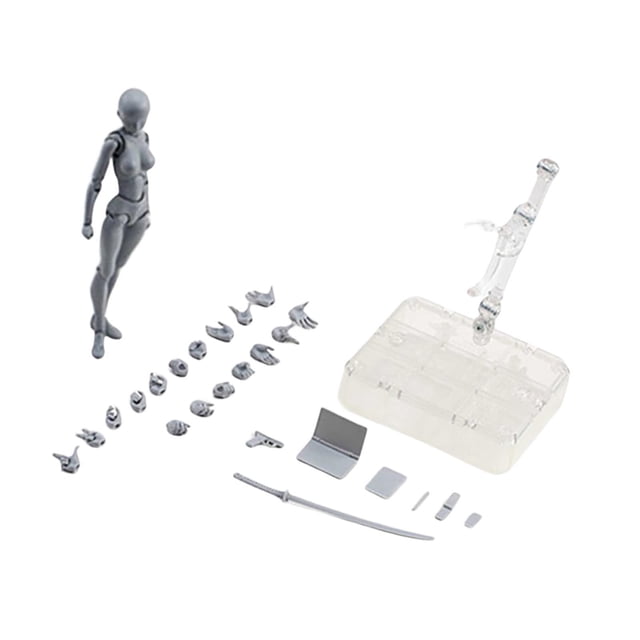 Vogacara Juego de cuerpo de figuras con soporte de exhibición de figuras para decoración de dormitorio Juguetes hembra gris 15 cm