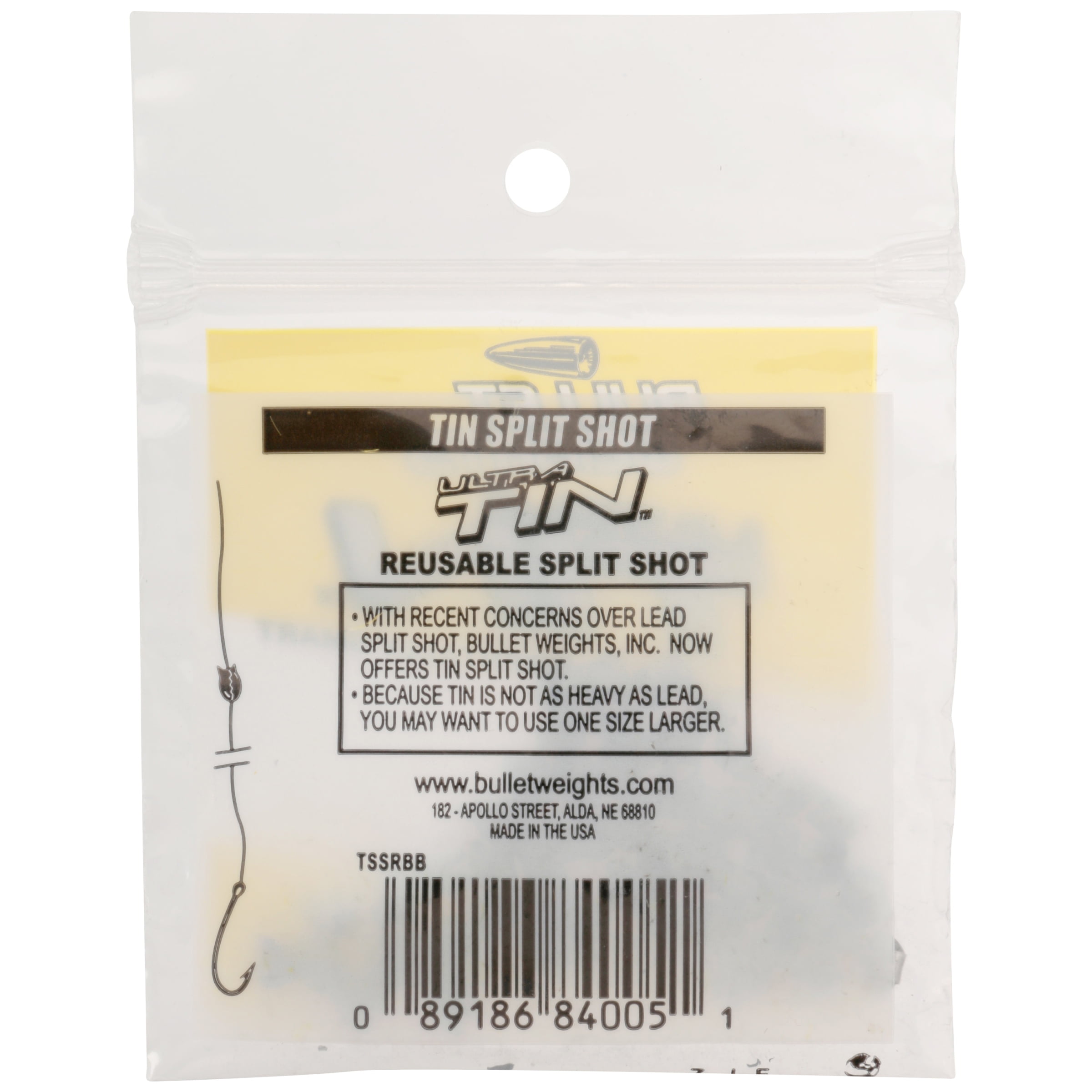 Bullet Weights® TSSRBB-24 Ultra Tin™ Reusable Split Shot Size BB Fishing Weights