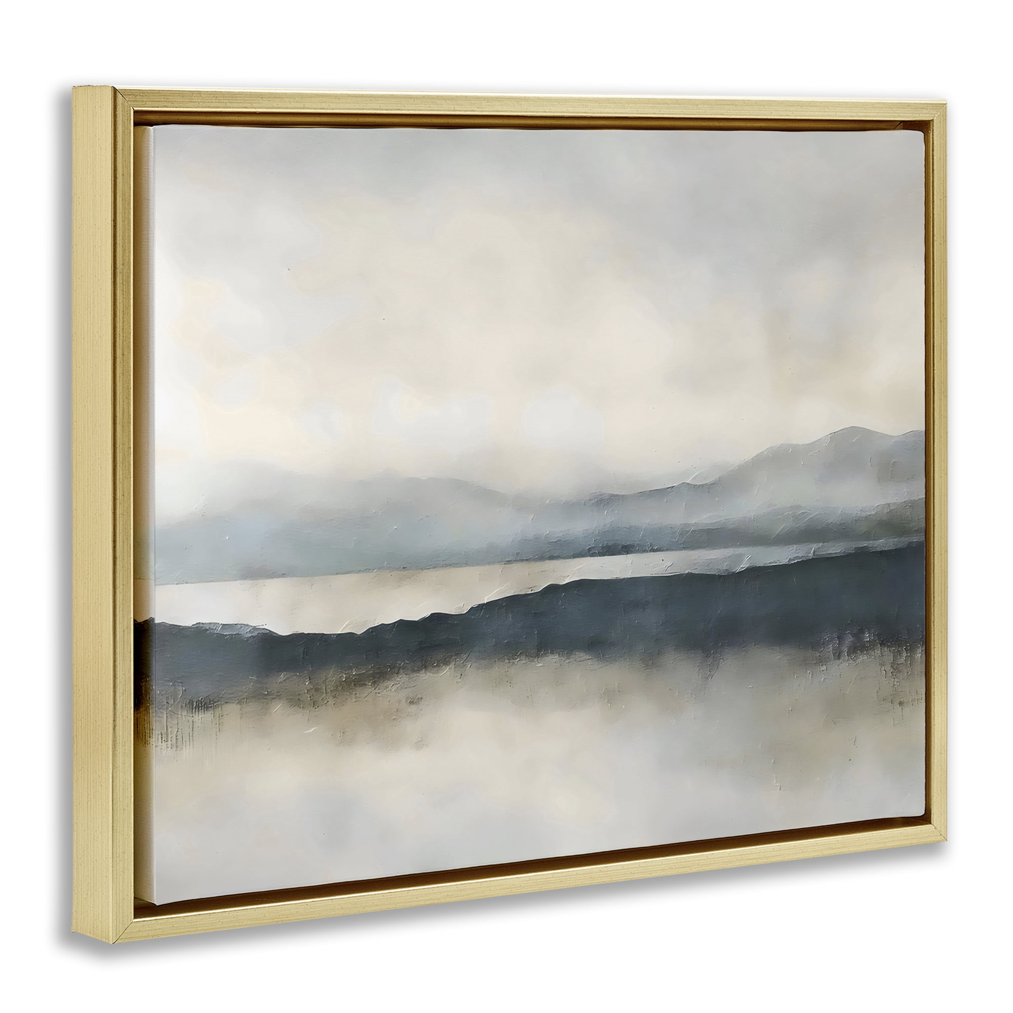 Stupell Industries Muted Horizon Mountainscape Gold Framed Floater Canvas Wall Art, design by Riley B