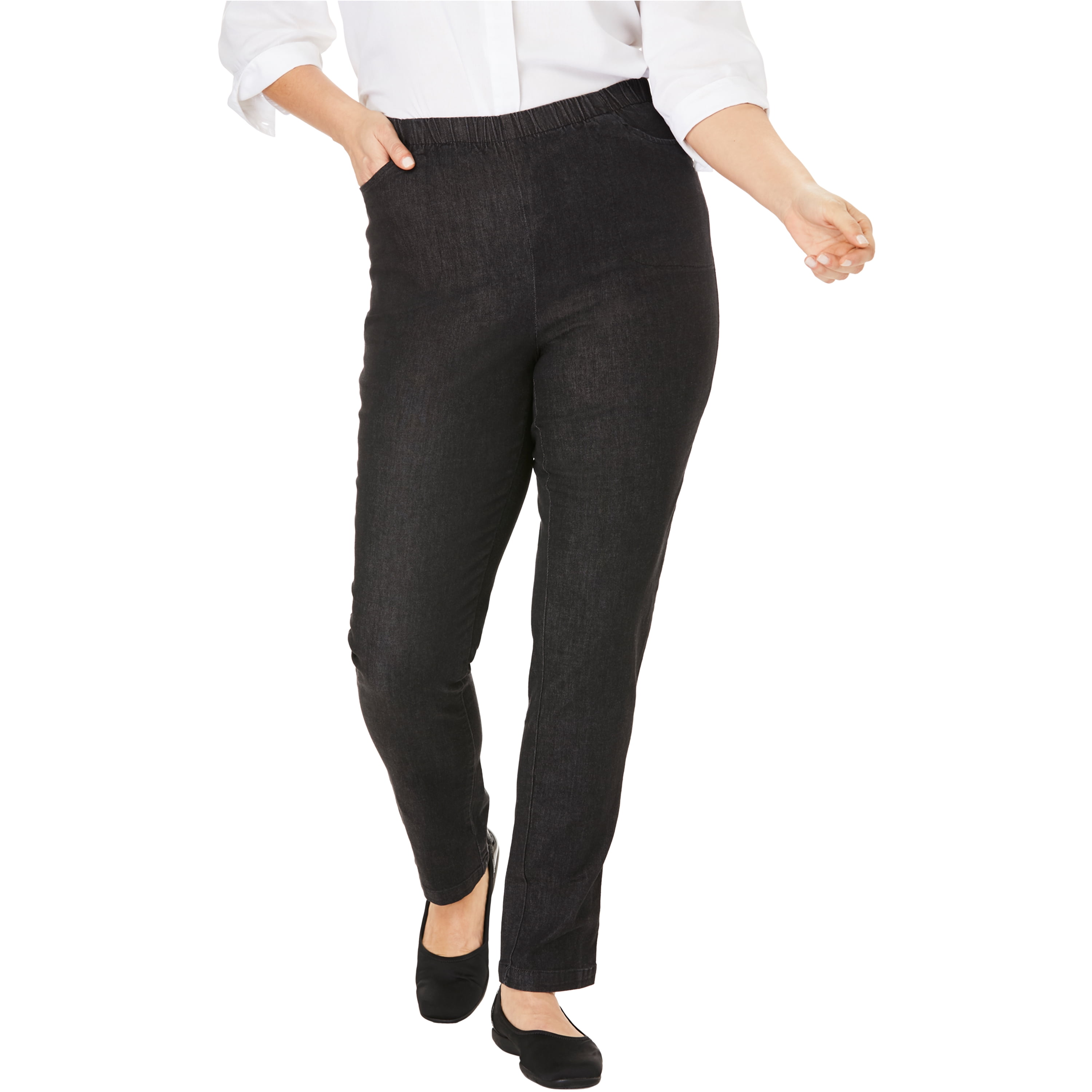 Woman Within Plus Size Straight Leg Fineline Jean Jeans - Walmart.com