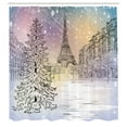 thumbnail image 3 of Ambesonne Eiffel Shower Curtain, Winter Day at Paris, 69"Wx70"L, Pink White, 3 of 5