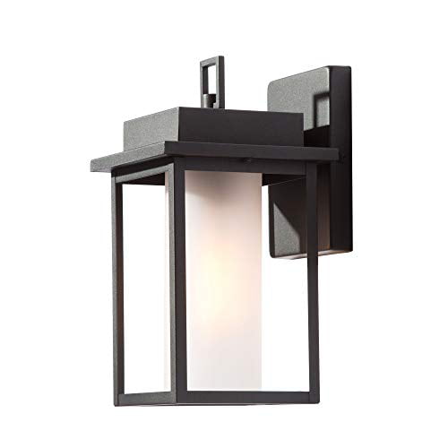 Lighting Hut Rectangle Outside Lights Wall Mount For House Weather Proof Outdoor Lantern With Frosted Glass E26 Socket Sand Black Anti Rust Exterior Light Fixture Patio Front Door Com - Outside Front Door Wall Lights