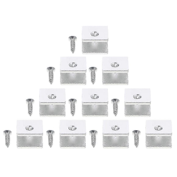 10 Pcs Wall Mount Shelves Adjustable Shelf Brackets Shelf Clips Glass Shelf Clamp Shower Glass Clamp Brushed Nickel Glass Clamp