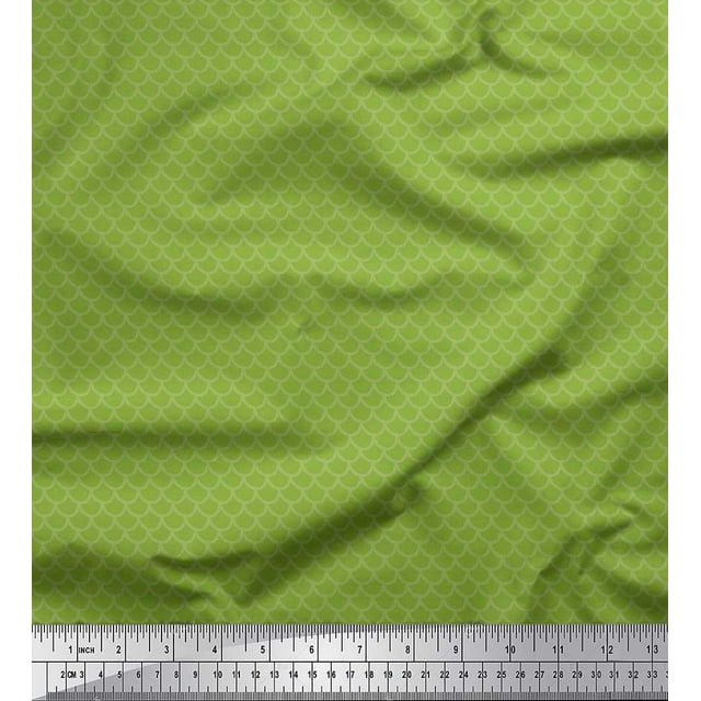 Soimoi Cotton Voile Fabric Scales Geometric Print Sewing Fabric Yard 56 Inch Wide